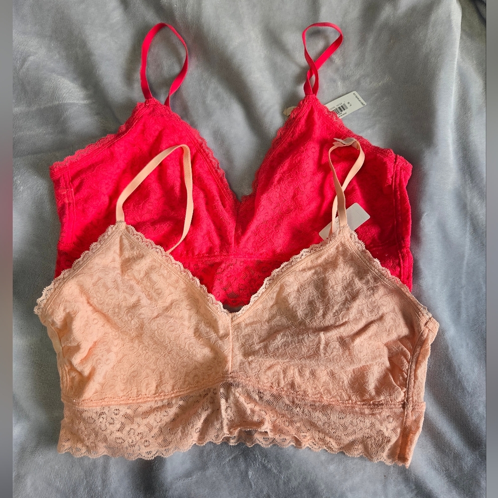 GAP Lace Bralette Set - Coral & Peach size L